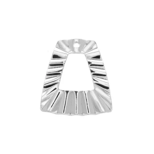 Colgante trapecio calado efecto arrugado de latón 21x19 mm - Rodiado x1