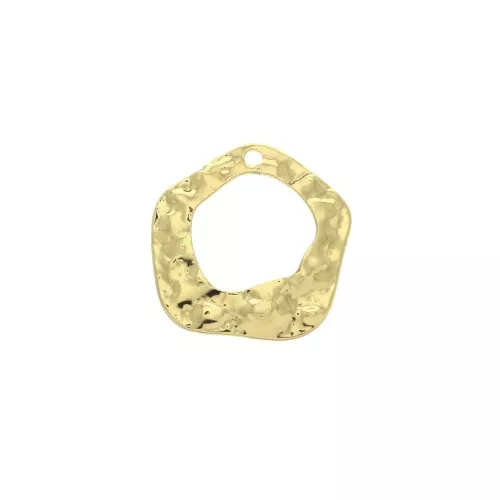 Dije pentágono irregular calado martillado de latón 16.5x15 mm - Dorado x1