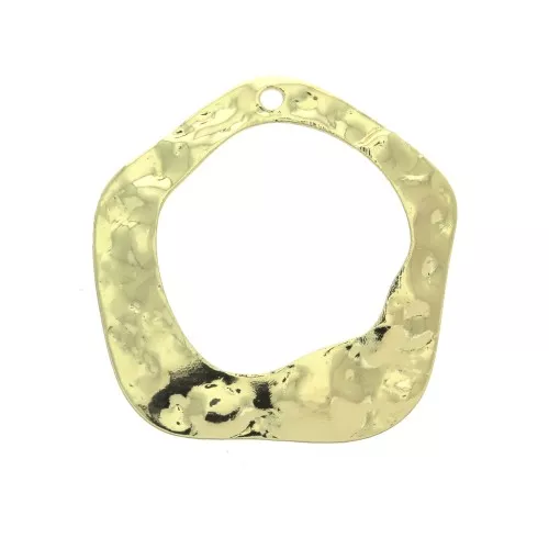 Colgante pentágono irregular de latón martillado 25x24 mm - Dorado x1