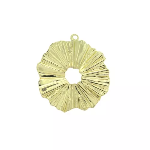 Dije redondo irregular calado efecto arrugado de latón 17 mm - Dorado x1