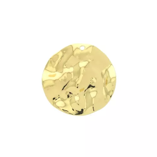 Colgante redondo irregular de latón 28 mm - Dorado x1