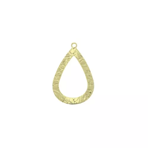 Colgante gota incurvado calado de latón martillado 26x16.5 mm - Dorado x1