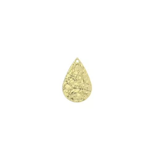 Dije gota de latón martillado  18x11 mm - Dorado x1