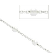 Cadena malla forçat ovalada alternada perles redondas 2.5mm (1x1) Plata 925 x50cm