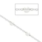 Cadena malla forçat ovalada alternada perles redondas 2.5mm (1x1) Plata 925 x50cm