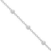 Cadena malla forçat ovalada alternada perles redondas 2.5mm (1x1) Plata 925 x50cm