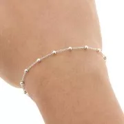 Cadena malla forçat ovalada alternada perles redondas 2.5mm (1x1) Plata 925 x50cm