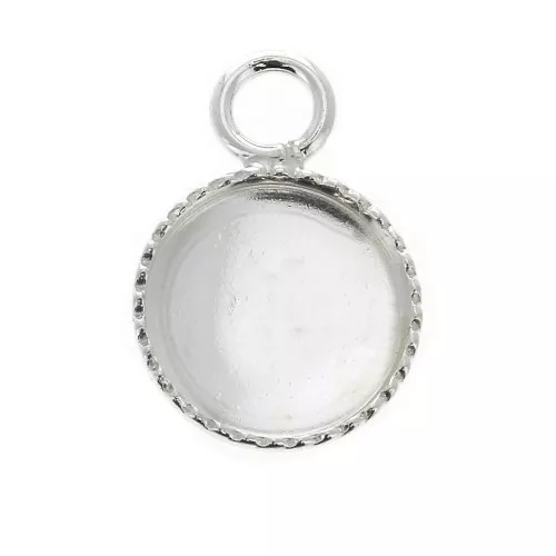 Engaste colgante para cabuchón redondo fondo plano 8 mm de Plata 925 x1