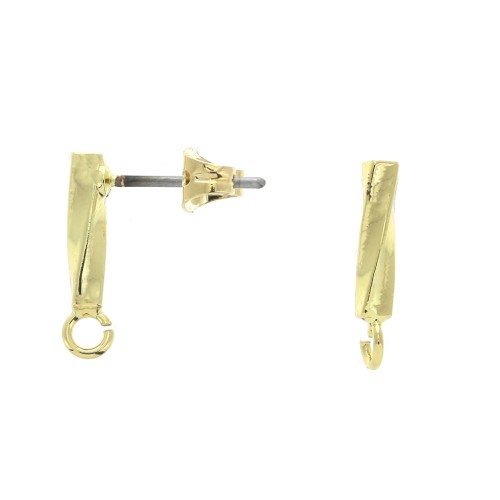 Ganchos de pendientes barras trenzadas - anilla abierta a decorar 13.5x2.5 mm Dorado x2