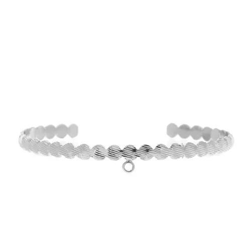 Pulsera jonc de latón con anilla cerrada a decorar 4.6x160 mm - Rodiado x1