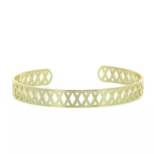 Pulsera jonc forma rombo de latón a decorar 8x160 mm - Dorado x1