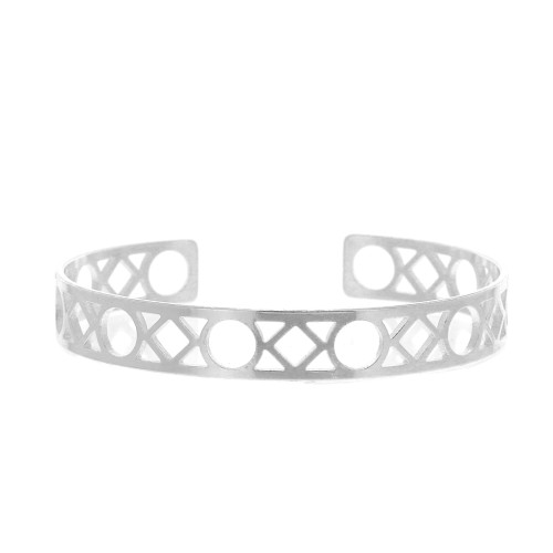 Pulsera jonc forma geométrica de latón a decorar 9x160 mm - Rodiado x1