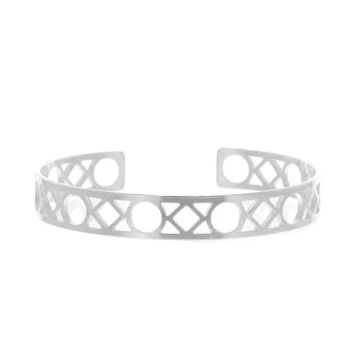 Pulsera jonc forma geométrica de latón a decorar 9x160 mm - Rodiado x1