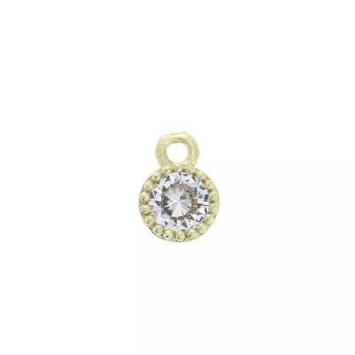 Mini dije redondo óxido de zirconio - 5 mm - Dorado/Cristal x1