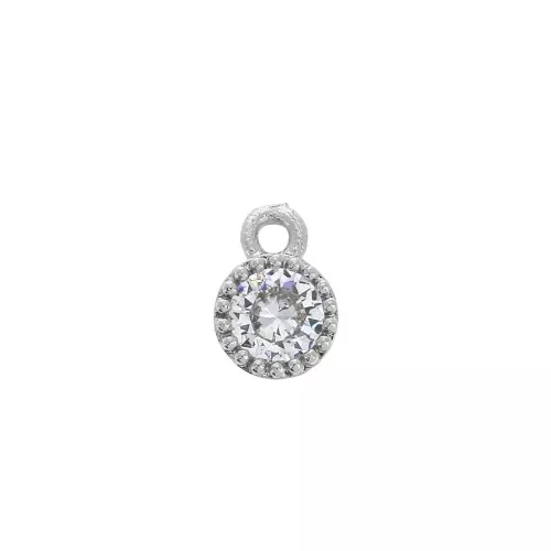 Mini dije redondo óxido de zirconio - 5 mm - Rodiado/Cristal x1