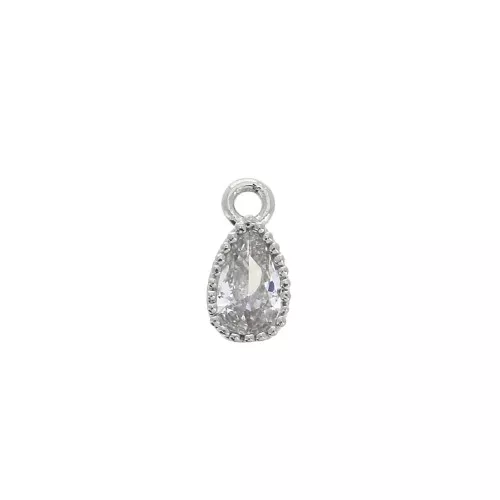 Mini dije gota con óxido de zirconio - 8x4mm Rodiado/Cristal x1
