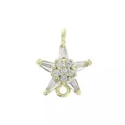 Entrepieza estrella con óxido de zirconio 13x10 mm - Dorado/Cristal x1
