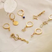 Entrepieza estrella con óxido de zirconio 13x10 mm - Dorado/Cristal x1