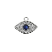 Dije ojo azul con óxido de zirconio 8x10.5 mm - Azul / Rodiado x1|raw }}
