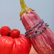 Dije ojo azul con óxido de zirconio 8x10.5 mm - Azul / Rodiado x1