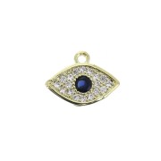 Dije ojo azul con óxido de zirconio 8x10.5 mm - Azul / Dorado x1|raw }}
