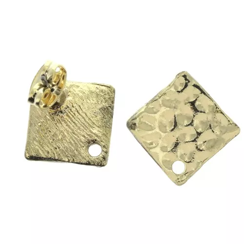 Ganchos de pendientes rombos martillados a decorar de zamac 16x15 mm - Dorado x2