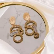 Pendientes redondos estriados 19 mm - Dorado con oro fino x2