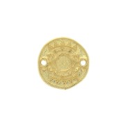 Entrepieza redondo irregular 2 agujeros de zamac 17 mm motivo étnico - Dorado con oro fin x1