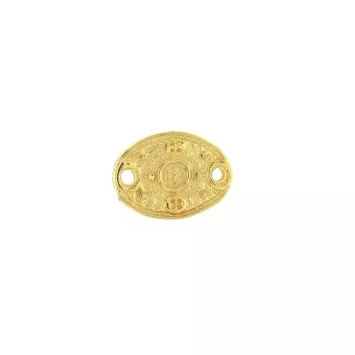 Entrepieza ovalada irregular 2 agujeros 15x11 mm motivo étnico - Dorado con oro fin x1