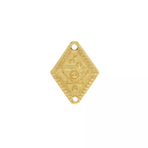 Entrepieza rombo trabajado 2 agujeros 19x14 mm motivo mundo - Dorado con oro fin x1