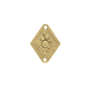Entrepieza rombo trabajado 2 agujeros 19x14 mm motivo mundo - Dorado con oro fin x1