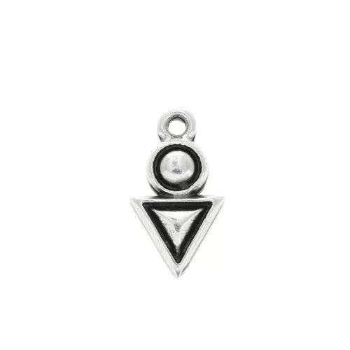 Dije / Colgante redondo y triángulo de zamac 20.5x11 mm - Chapado Plateado envejecido x1