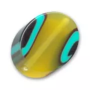 Oliva plana 29x23 mm Olivine/Turquoise x1
