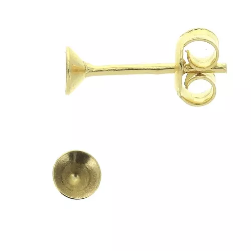Base pendientes para cabuchones PureCrystal 1088 4 mm de Plata 925 Dorado con oro x2