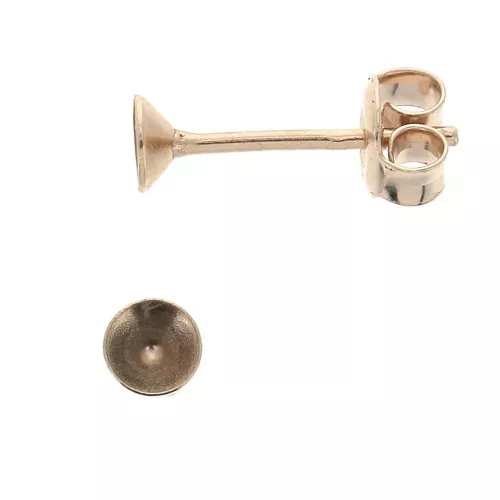 Base pendientes para cabuchones PureCrystal 1088 4 mm de Plata 925 Dorado Rosa x2