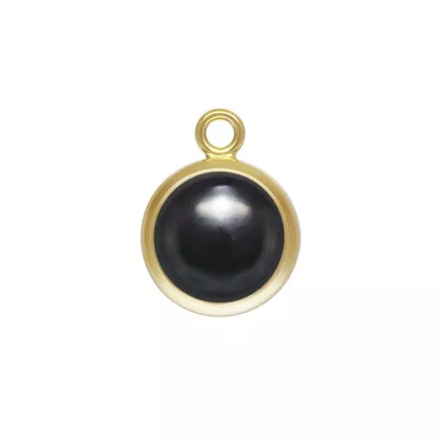 Colgante redondo 8.6x6.5 mm De imitación Black Onyx / Gold filled x1