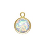 Colgante redondo 8.6x6.5 mm De imitación White Opal / Gold filled x1|raw }}