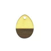 Colgante gota de resina de imitación madera 17.5x13 mm Jaune Transparent / Marrón x1