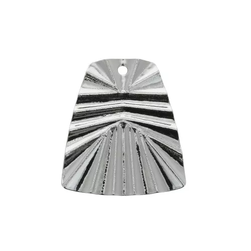 Colgante trapecio efecto arrugado de latón 21x19 mm - Rodiado x1