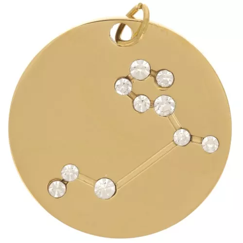 Colgante con constelación de estrellas Leo 20mm anilla abierta - Acero Inox Dorado x1