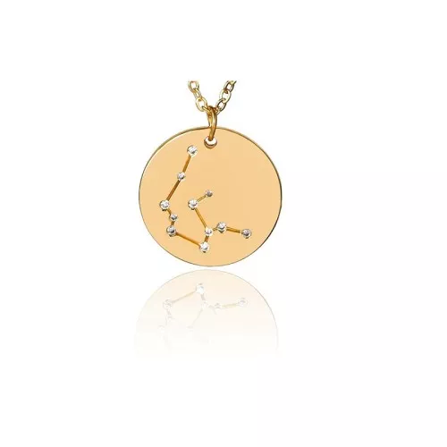 Colgante con constelación de estrellas Acuario 20mm anilla abierta - Acero Inox Dorado x1