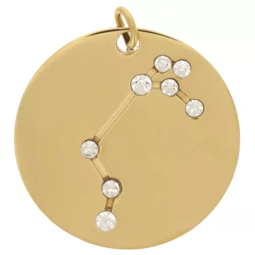 Colgante con constelación de estrellas Aries 20mm anilla abierta - Acero Inox Dorado x1