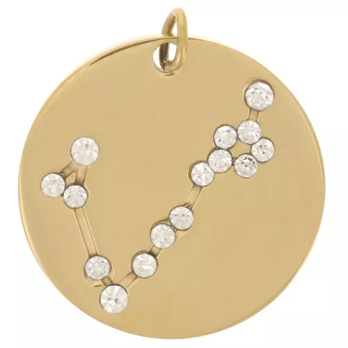 Colgante con constelación de estrellas Piscis 20mm anilla abierta - Acero Inox Dorado x1