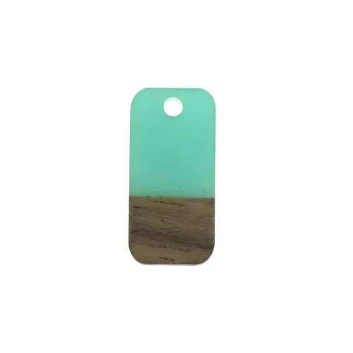 Colgante rectángulo de resina de imitación madera 21x10 mm Turquesa / Marrón x1