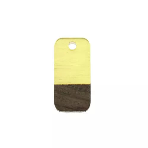 Colgante rectángulo de resina de imitación madera 21x10mm Amarillo transparente / Marrón x1