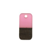 Colgante rectángulo de resina de imitación madera 21x10 mm Rosa / Marrón x1|raw }}