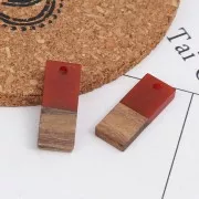Colgante rectángulo de resina de imitación madera 23x9 mm Terracotta / Marrón x1