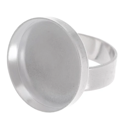 Anillo redondo ajustable 22 mm - Plateado x1