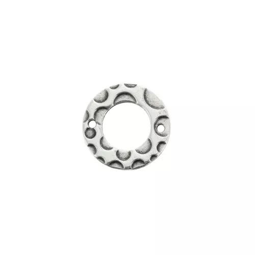 Entrepieza redondo trabajado 2 agujeros 15 mm de zamac - Chapado Plateado envejecido x1