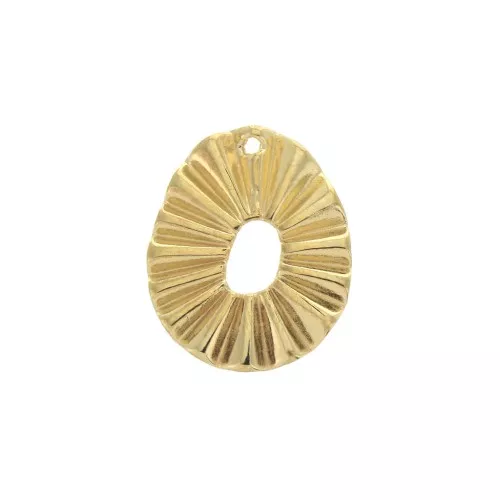 Colgante ovalado calado efecto arrugado de zamac 22x18 mm - Dorado con oro fino x1